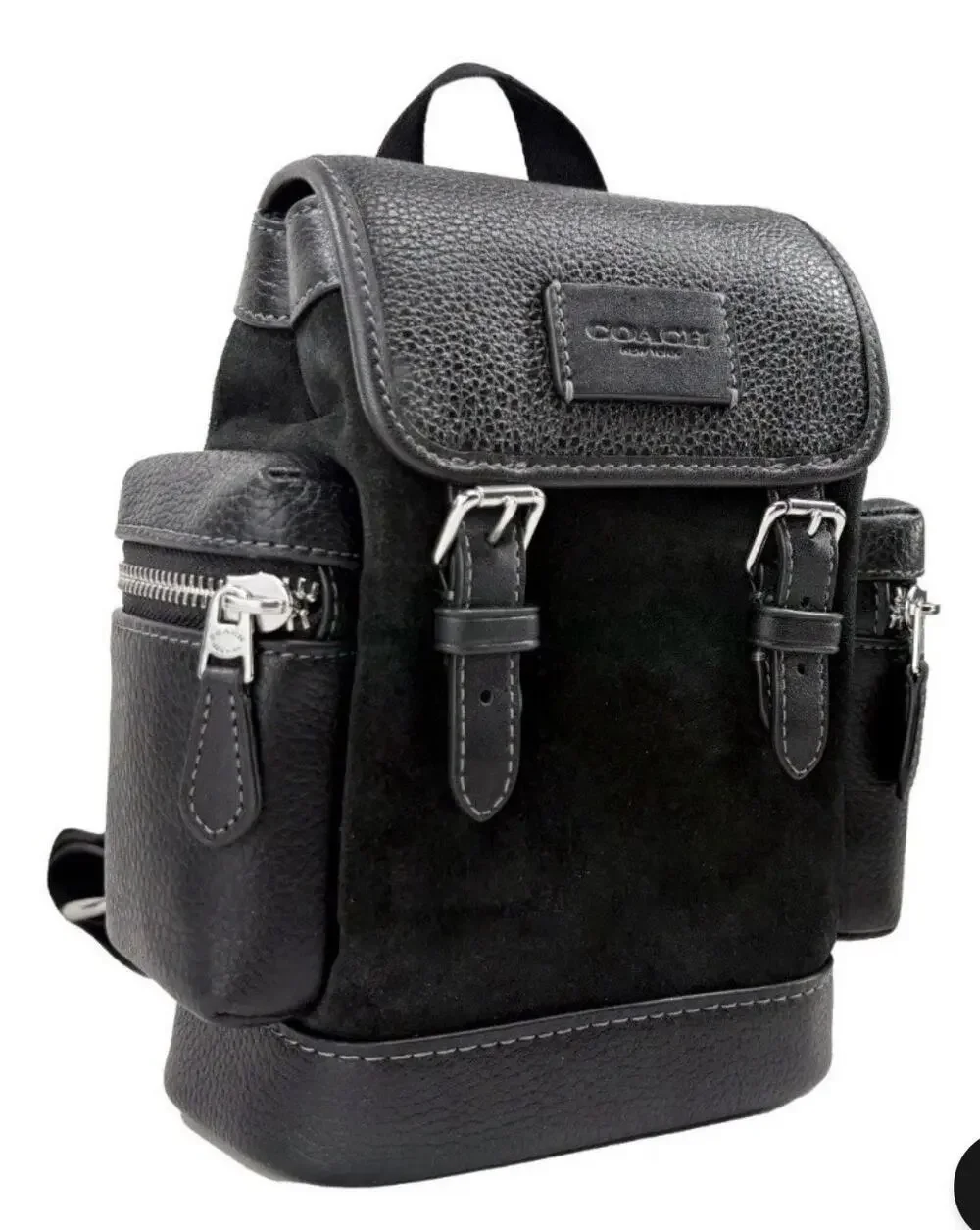 NWT B5-011 Coach Sprint Sling Pack Silver Black Suede CCE79